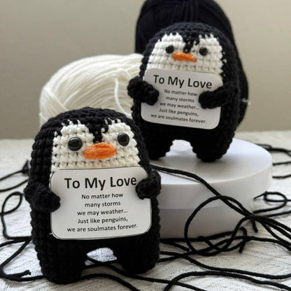 Positive Crochet Penguin, Personalized Crochet Penguin, Gift for Him, Gift For Her, Handmade Crochet Penguin 683934