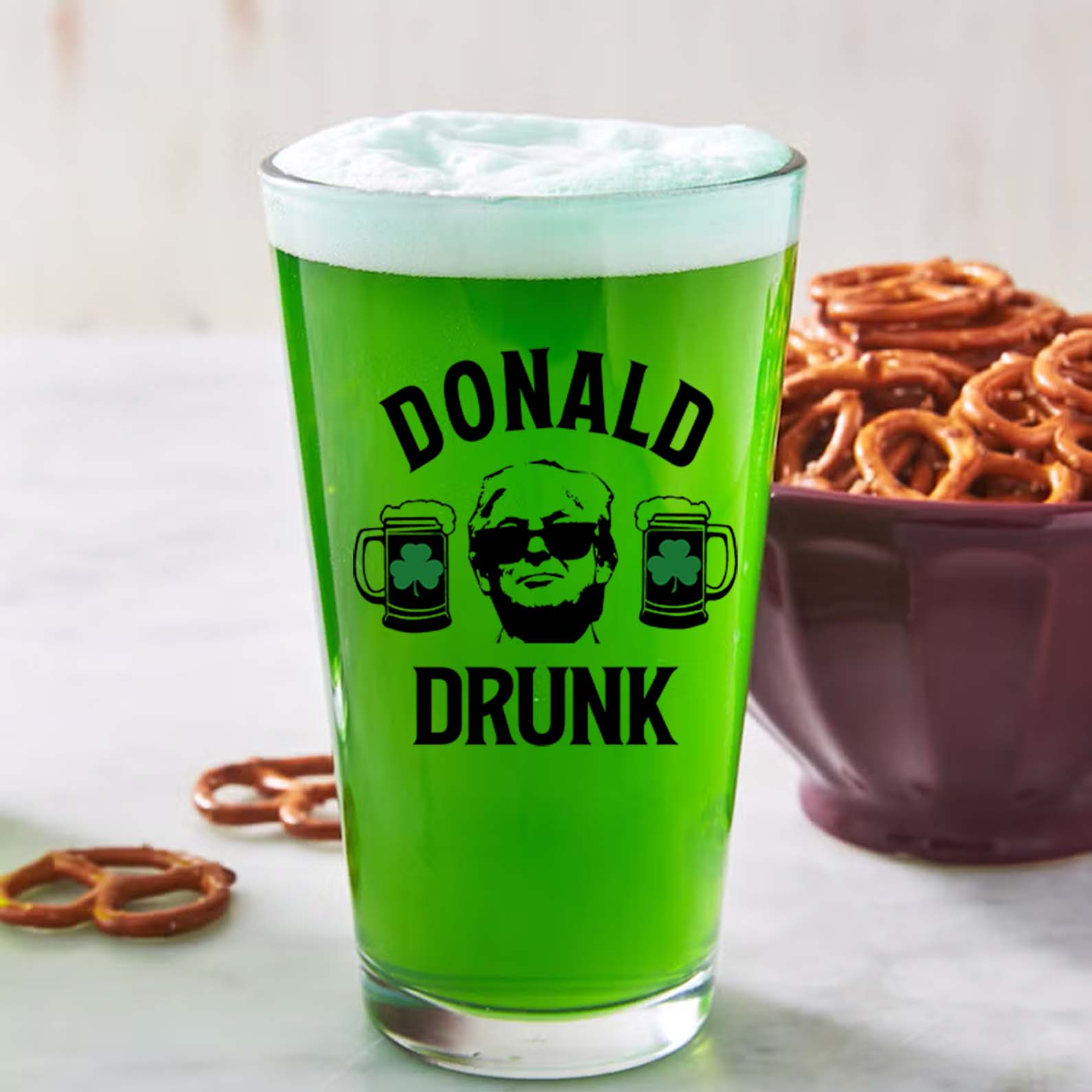 Donald Drunk Beer Glass | President Trump Print Whiskey Glasses, Party President, St Patrick's Day Glass 681900 - GOP