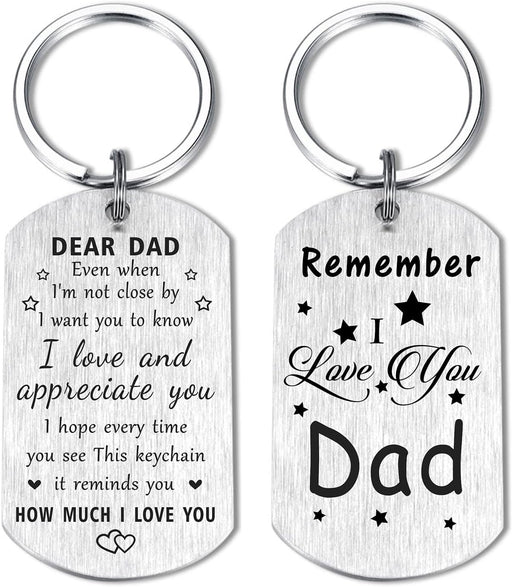 Dad Fathers Day Keychain for Dad - Remember I Love You Dad Gifts, Meaningful Dad Birthday Present from Daughter