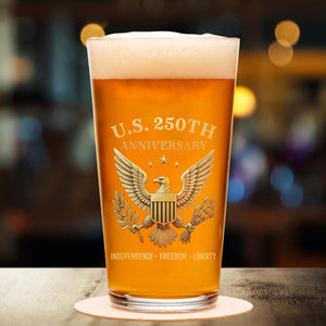 U.S. 250 Years Anniversary Whiskey Glass | Happy 250th Birthday America | Independence Day Gift | Patriotic 4th of July Whiskey Glass Beer Glass 682714