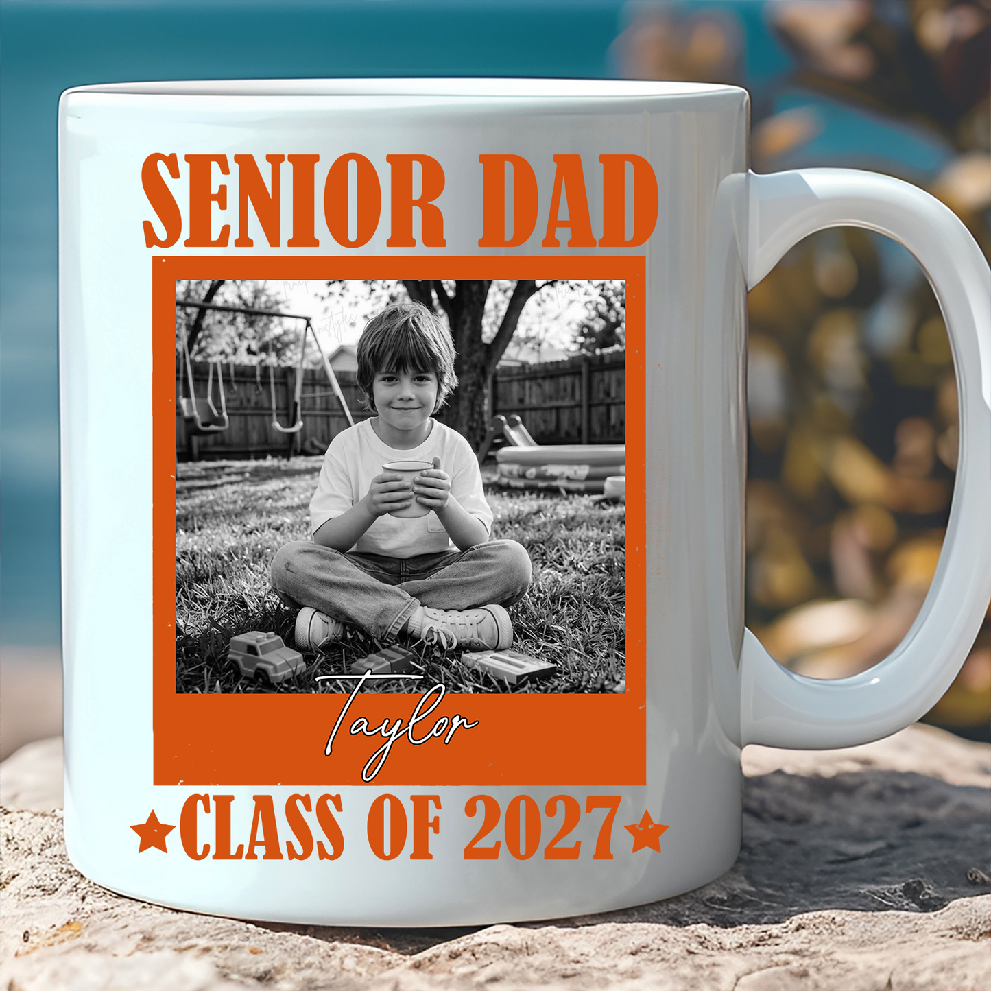 Personalized Senior Dad Mom Mug, Custom Photo Class Of 2027 Gift, Graduation White Mug Accent Mug 685374