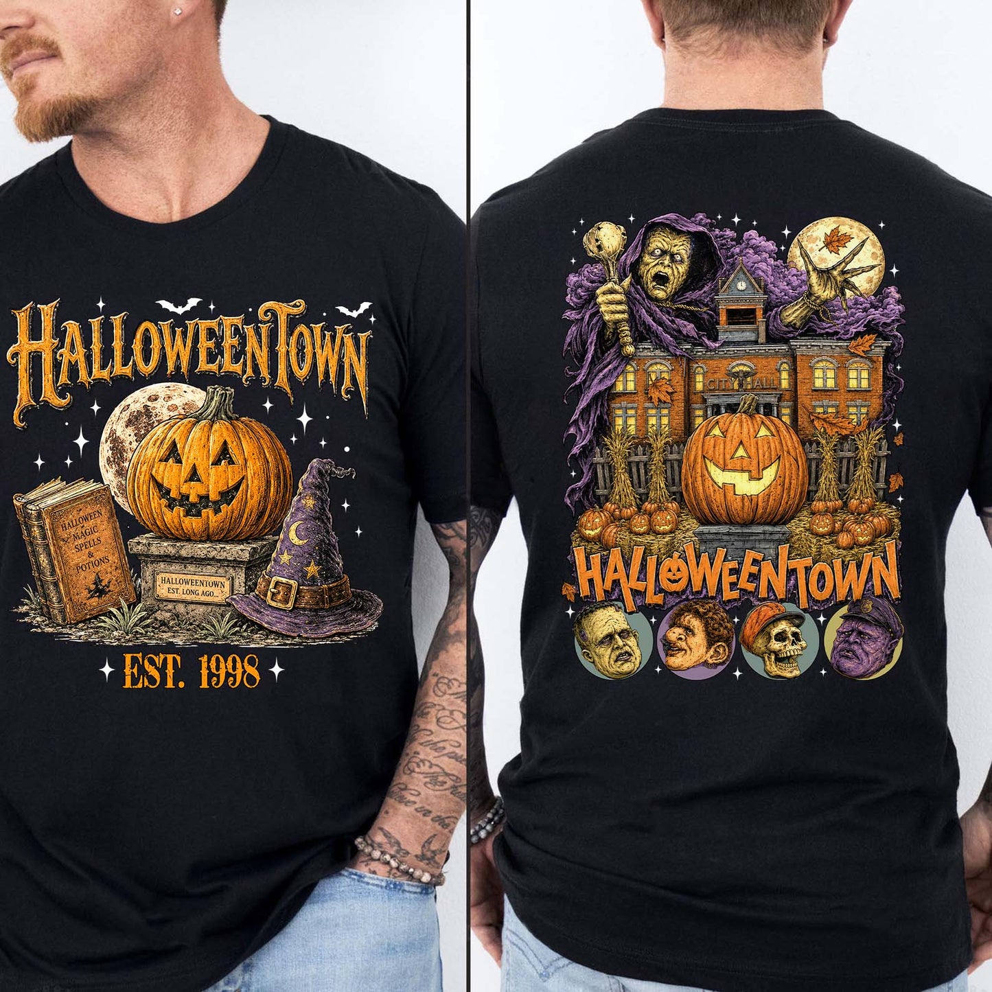 Personalized Halloweentown Front And Back Dark Shirt, Halloween Unisex Graphic T-Shirt 685626