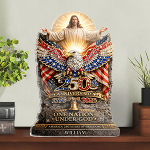 USA 250 Years Anniversary Acrylic Block Plaque | One Nation Under God Patriotic Acrylic Block 684650