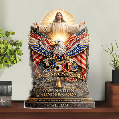 USA 250 Years Anniversary Acrylic Block Plaque | One Nation Under God Patriotic Acrylic Block 684650