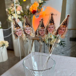 Custom Photo Drink Stirrers, Personalized Birthday Party Cocktail Stir Sticks, Gift For Bestie 685533 WFD