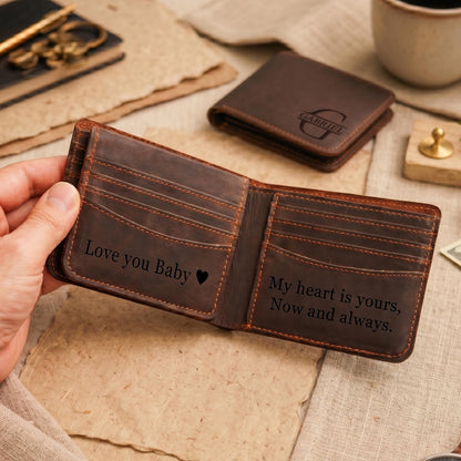 Personalized Leather Mens Wallet | Engraved Father's Day Wallet For Dad And Grandpa | Birthday Gift For Men 684985
