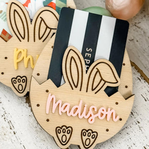 Personalized Bunny Money Holder, Custom Easter Gift Card Holder, Easter Name Tag 684472