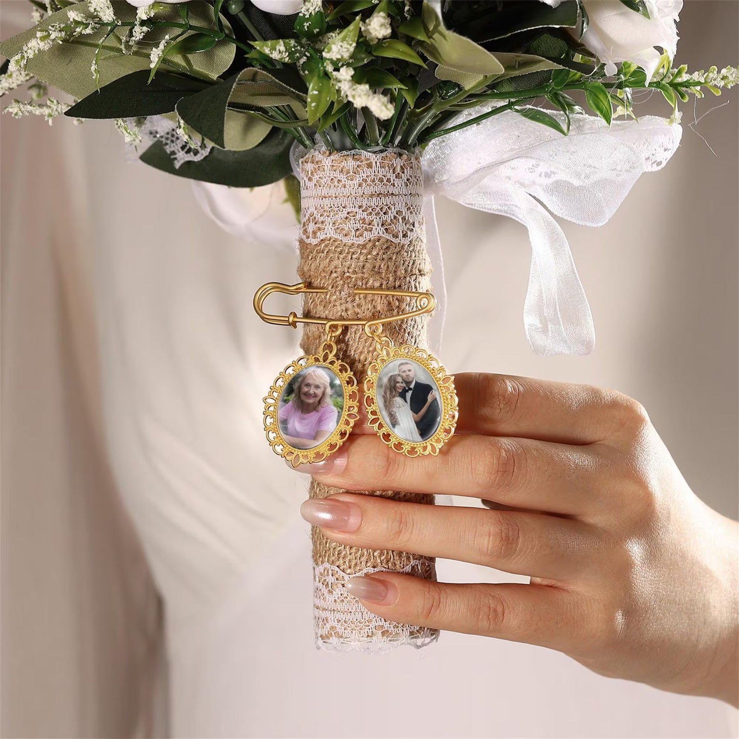 Custom Photo Bouquet Charm | Personalized Bridal Keepsake Brooch | Memorial Pin | Wedding Bouquet Charm 684686