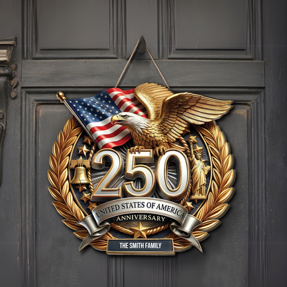 America 250 Years Anniversary Wooden Sign | Patriotic Eagle 4th Of July Wood Sign 684642