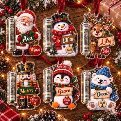 Personalized Christmas Acrylic Money Holder Ornament, Custom Christmas Tree Keepsake 686510 WFD