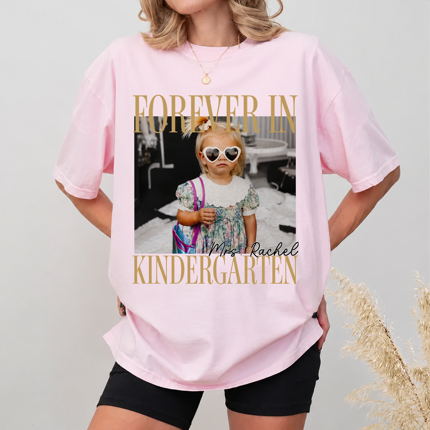 Custom Photo Forever In Kindergarten Comfort Colors Shirt, Personalized Teacher Team Tee, Back To School Gift 685843