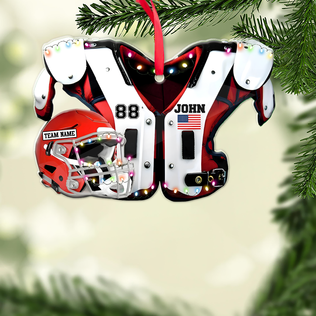Personalized American Football Acrylic Ornament, Custom Name & Number Christmas Gift For Football Lover 686321