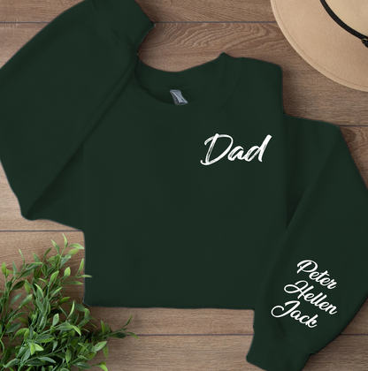 Personalized Dad Sweatshirt With Kids’ Names on Sleeve | Custom EST Year Father’s Day Gift For New Dad, Daddy Sweater 682242