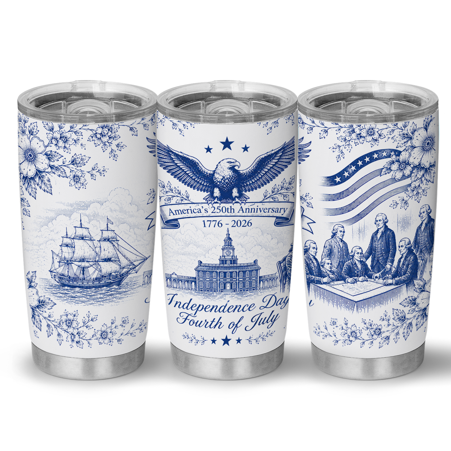 USA 250 Years Anniversary Curved Tumbler | Patriotic Semiquincentennial 1776-2026 20oz Tumbler 685035