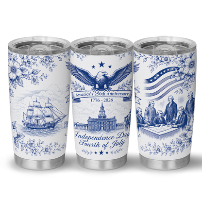 USA 250 Years Anniversary Curved Tumbler | Patriotic Semiquincentennial 1776-2026 20oz Tumbler 685035
