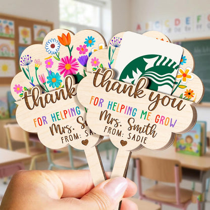 Personalized Thank You For Helping Me Grow Card Holder, Custom Name Teacher Appreciation Gift 684902