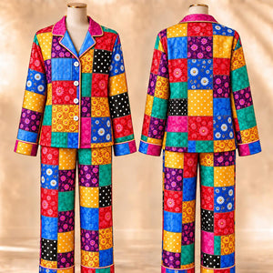 Dolly Coat Of Many Colors Pajamas, Dolly Parton Satin PJ Set, Country Music Holiday Sleepwear 686309 WFD