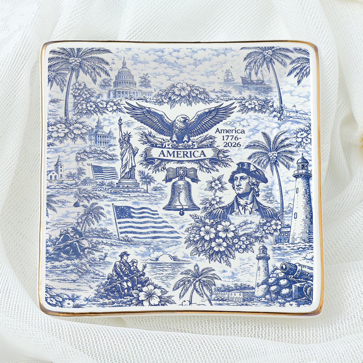 250 Years Of America Jewelry Dish | Vintage Patriotic Trinket Tray | 4th Of July Gift 684893