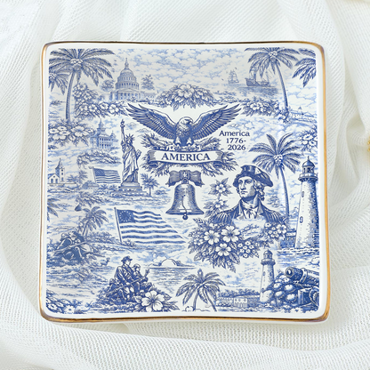 250 Years Of America Jewelry Dish | Vintage Patriotic Trinket Tray | 4th Of July Gift 684893