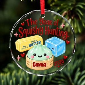Personalized The Year Of Squishy Hunting Glass Ornament, Custom Name Funny Kids Ornament, Christmas Keepsake Gift 686344