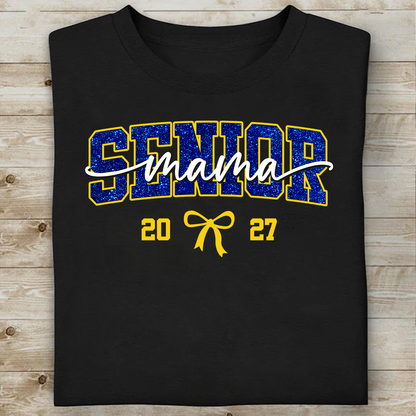 Personalized Senior Mama Dark Shirt, Class Of 2027 Tee, Sparkle Graduation Gift 685675
