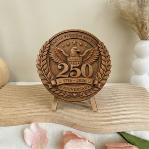 USA 250 Years Anniversary Wood Plaque | Patriotic 1776–2026 Semiquincentennial 2 Layers Wooden Plaque 684626