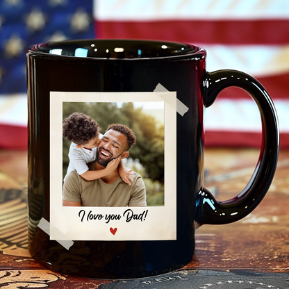 Custom Dad Photo Black Mug, Father's Day Gift For Dad, Personalized Coffee Mug With Picture 685045