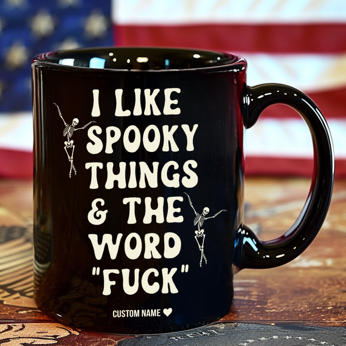 I Like Spooky Things Personalized Black Mug - Funny Adult Humor Halloween Coffee Cup 685914