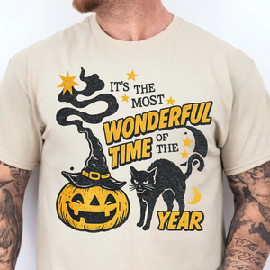 It's The Most Wonderful Time Of The Year Bright Sweater | Spooky Black Cat Tee | Vintage Halloween Shirt 685624