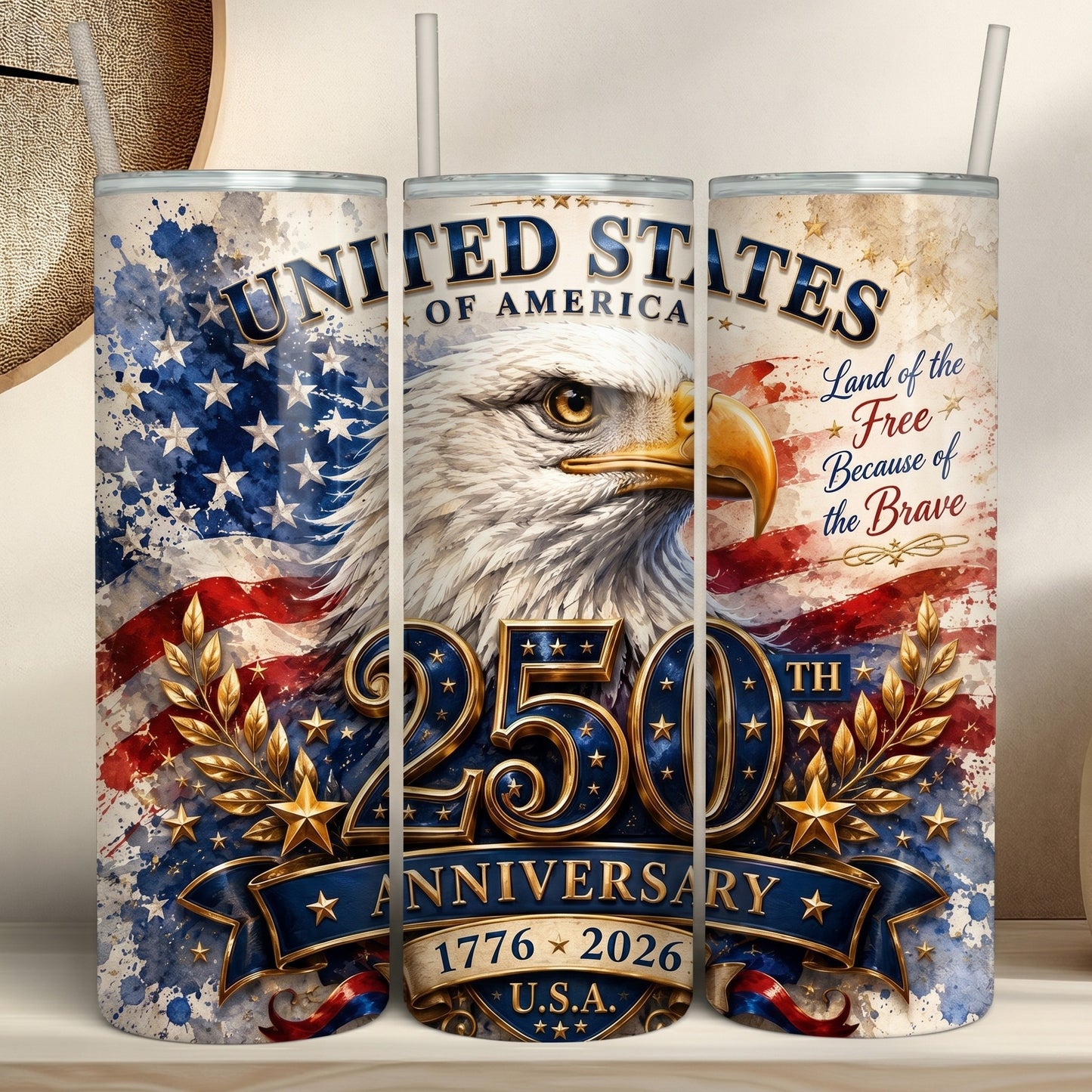 USA 250th Anniversary Tumbler | Patriotic Semiquincentennial 1776-2026 Skinny Tumbler 685192