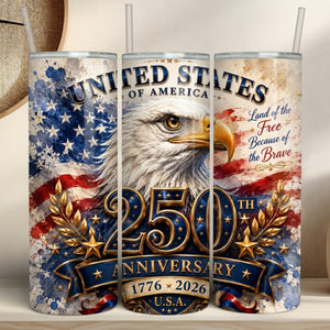 USA 250th Anniversary Tumbler | Patriotic Semiquincentennial 1776-2026 Skinny Tumbler 685192