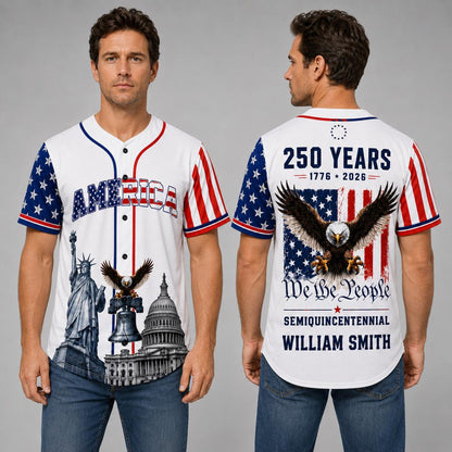 Personalized USA 250th Anniversary Baseball Jersey, 1776-2026 We The People Jersey, Patriotic 4th Of July Shirt 685247
