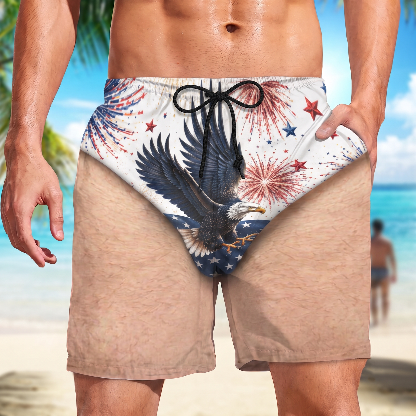 Personalized 250th Anniversary Beach Shorts, Custom AOP Swim Trunks, Funny 4th Of July Gift For Men 685581