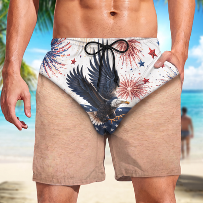 Personalized 250th Anniversary Beach Shorts, Custom AOP Swim Trunks, Funny 4th Of July Gift For Men 685581