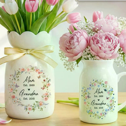 Personalized Ceramic Flower Vase | Mother's Day Flower Vase | Gift For Mom And Grandma 684786