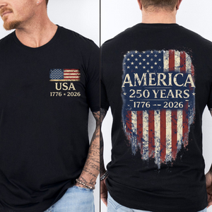 America 250 Years Anniversary Pocket & Back Dark Shirt, Patriotic 4th Of July Tee, Vintage Semiquincentennial Gift 685179