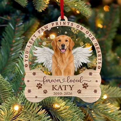 Custom Dog Photo Memorial Wooden Ornament, Forever Loved Dog Ornament, Christmas Tree Keepsake 685998