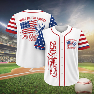 Personalized USA 250th Anniversary Baseball Jersey, Patriotic 4th Of July Tee, 1776-2026 Semiquincentennial Gift 685307