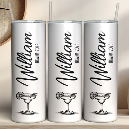 Personalized Summer Beach Trip Tumbler | Custom Name Pool & Cruise Skinny Tumbler 685517