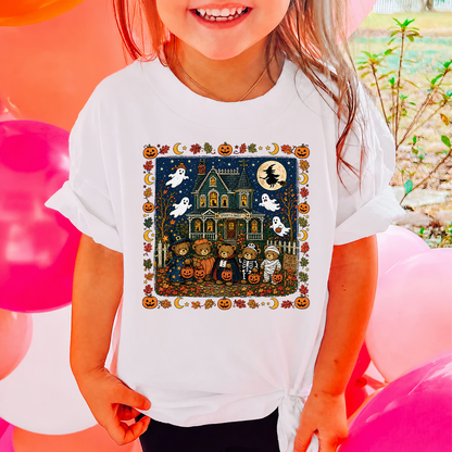 Vintage 90s Nostalgic Bears Halloween Graphic Kid Shirt, Retro Spooky Season Tee 685613