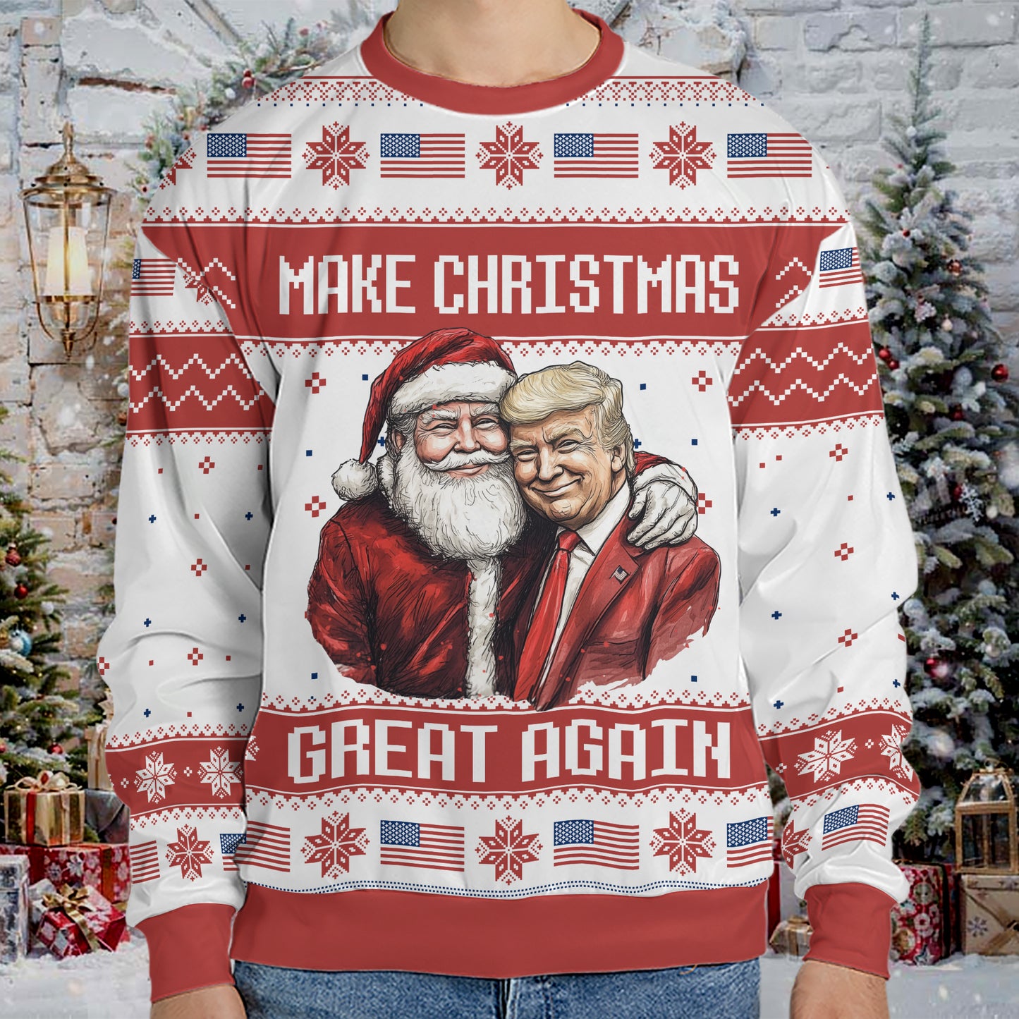 Santa's Favorite President Ugly Sweater, Funny Trump Santa Christmas All-Over-Printed Sweatshirt, Republican Gift 682804- GOP