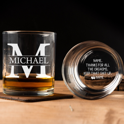 Funny Personalized Whiskey Glass For Men | Custom Name Naughty Couple Anniversary Gift 686080 WFD