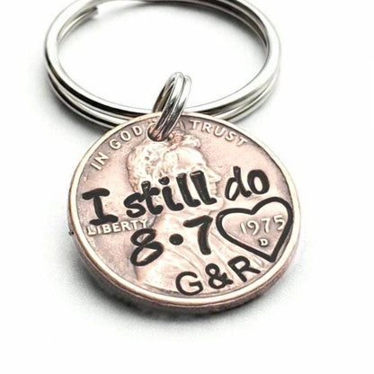 Personalized I Still Do Penny Keychain, Custom Name & Date Keychain, Gift For Couples 686681 WFD