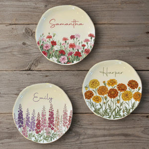 Birth Month Flower Ring Trinket Dish | Personalized Jewelry Dish | Custom Birthday Jewelry Dish | Gift For Her 684798