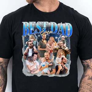 Custom Photo Best Dad Ever Dark Shirt, Personalized Tee Gift For Dad, Father’s Day Gift 685040