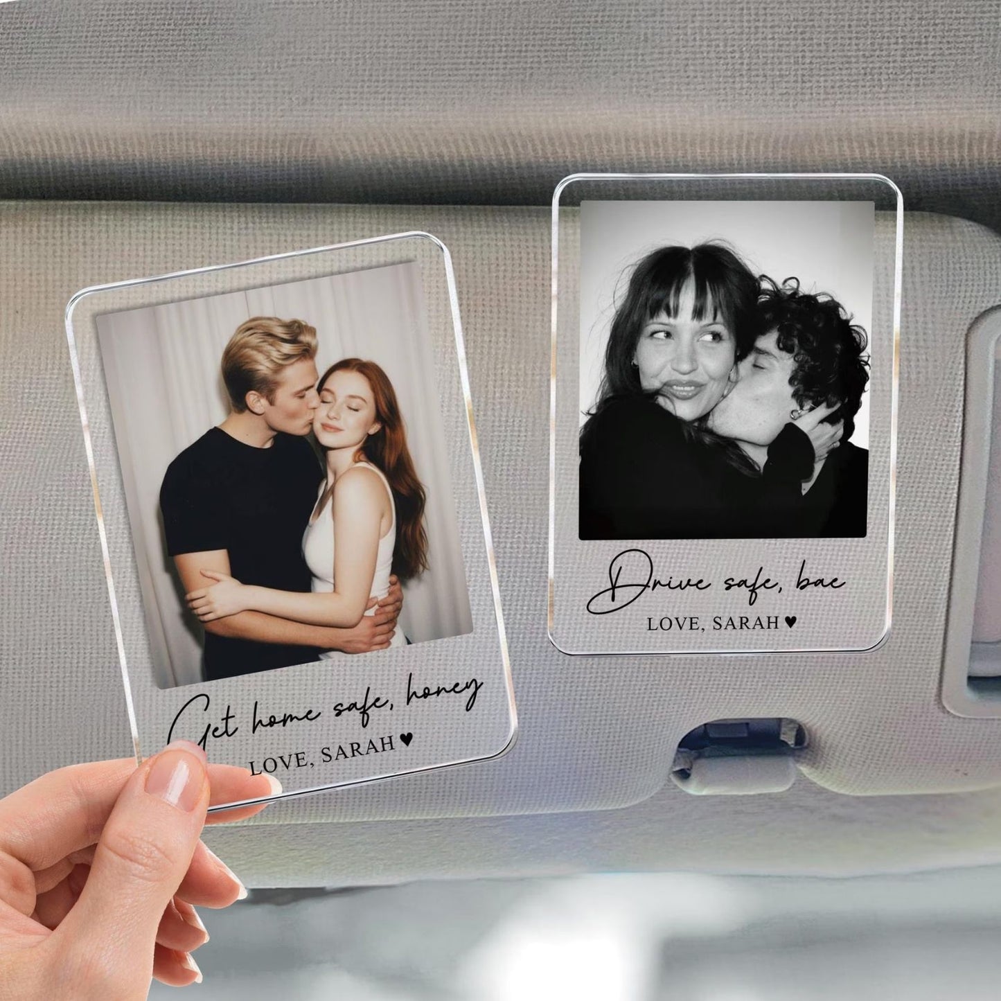 Personalized Couple Photo Car Visor Clip | Custom Valentines Gift for Him | Drive Safe Visor Clip 684183