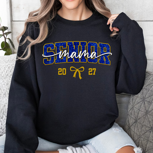 Personalized Embroidered Senior Mama Dark Shirt, Class Of 2027 Tee, Sparkle Graduation Gift 685675