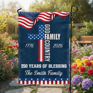 Custom Family Name America 250 Years Of Blessing Garden Flag | Patriotic 4th Of July Outdoor Decor 685266