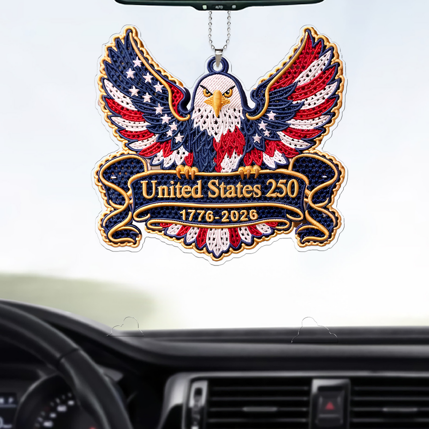 USA 250 Years Anniversary Car Ornament | Patriotic 1776–2026 Semiquincentennial Eagle Ornament 684759