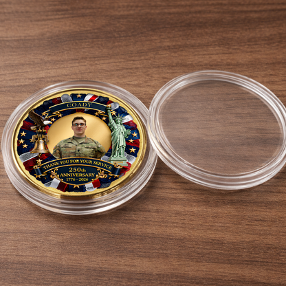 Custom Photo Thank You For Your Service Coin, Patriotic 250 Years USA Commemorative Gift 685031